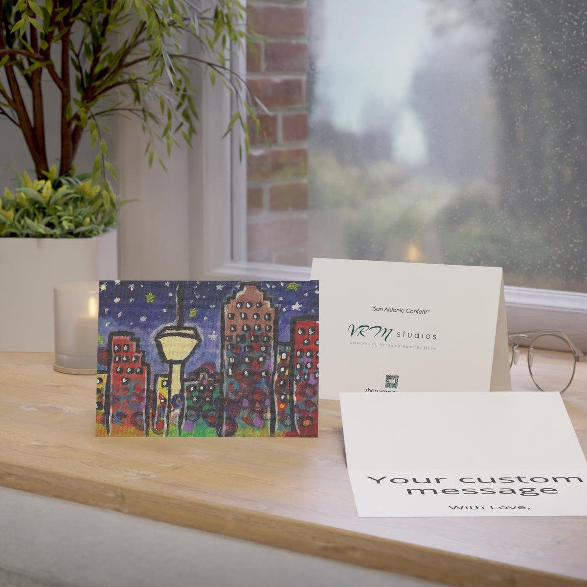 San Antonio Greeting Card | Texas Cityscape Card | San Antonio Skyline Art Card | Texas Gift | Blank Note Card | Original Artwork