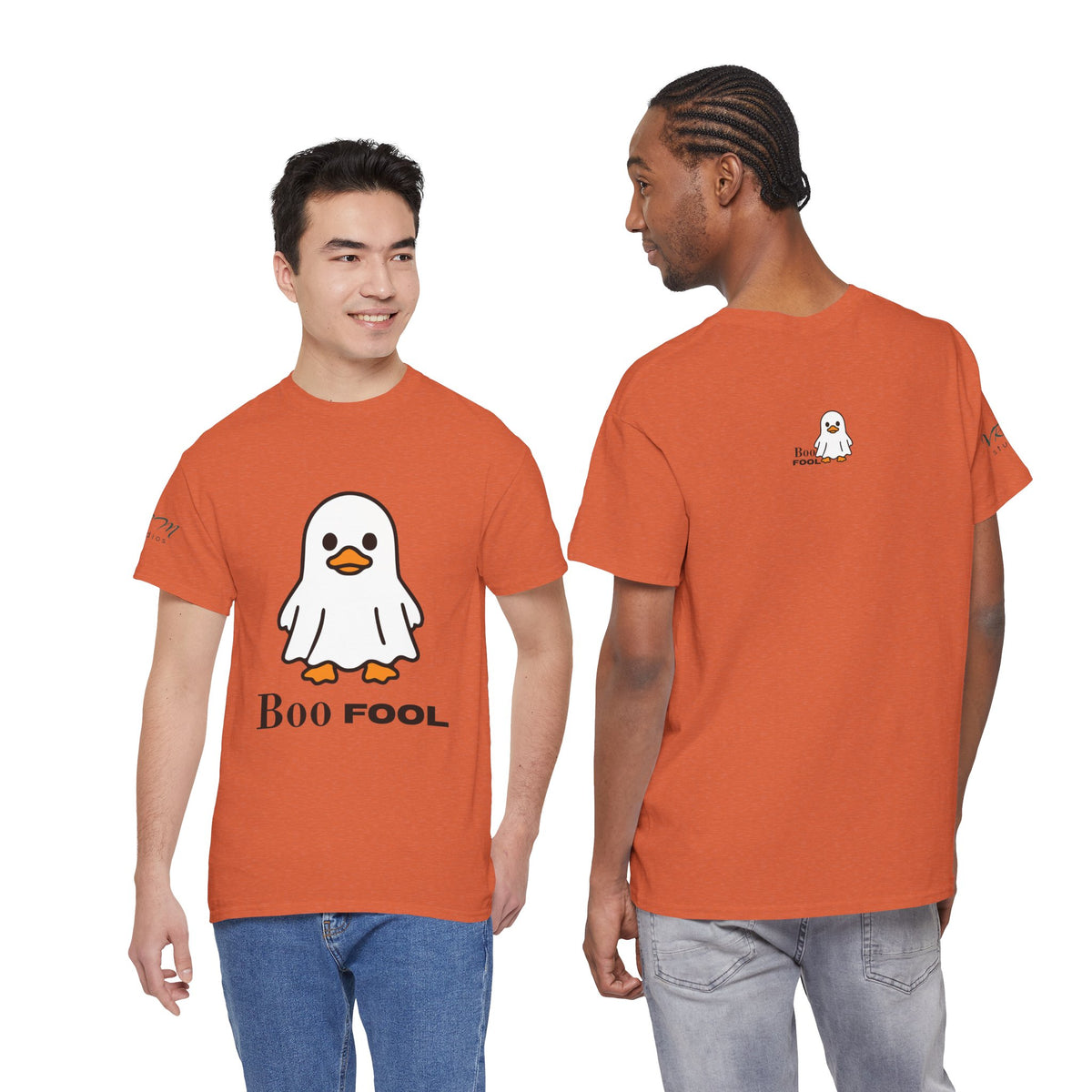 Boo Fool Ghost Ringer T-Shirt, Cute Halloween Shirt, Funny Spooky Season Tee, Retro Double-Sided Graphic Tee