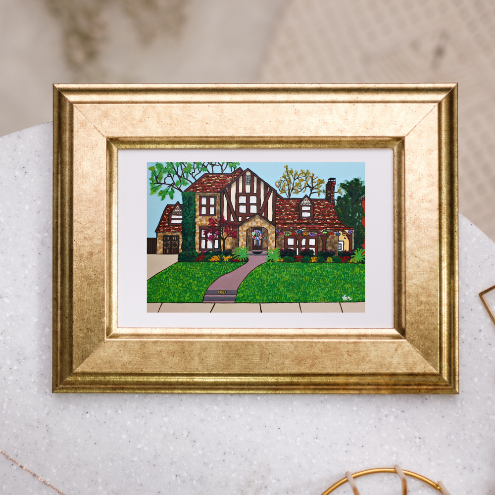 Tudor House Greeting Card | San Antonio Fiesta Wreath Art | Housewarming Card | Original Artwork by VRM Studios