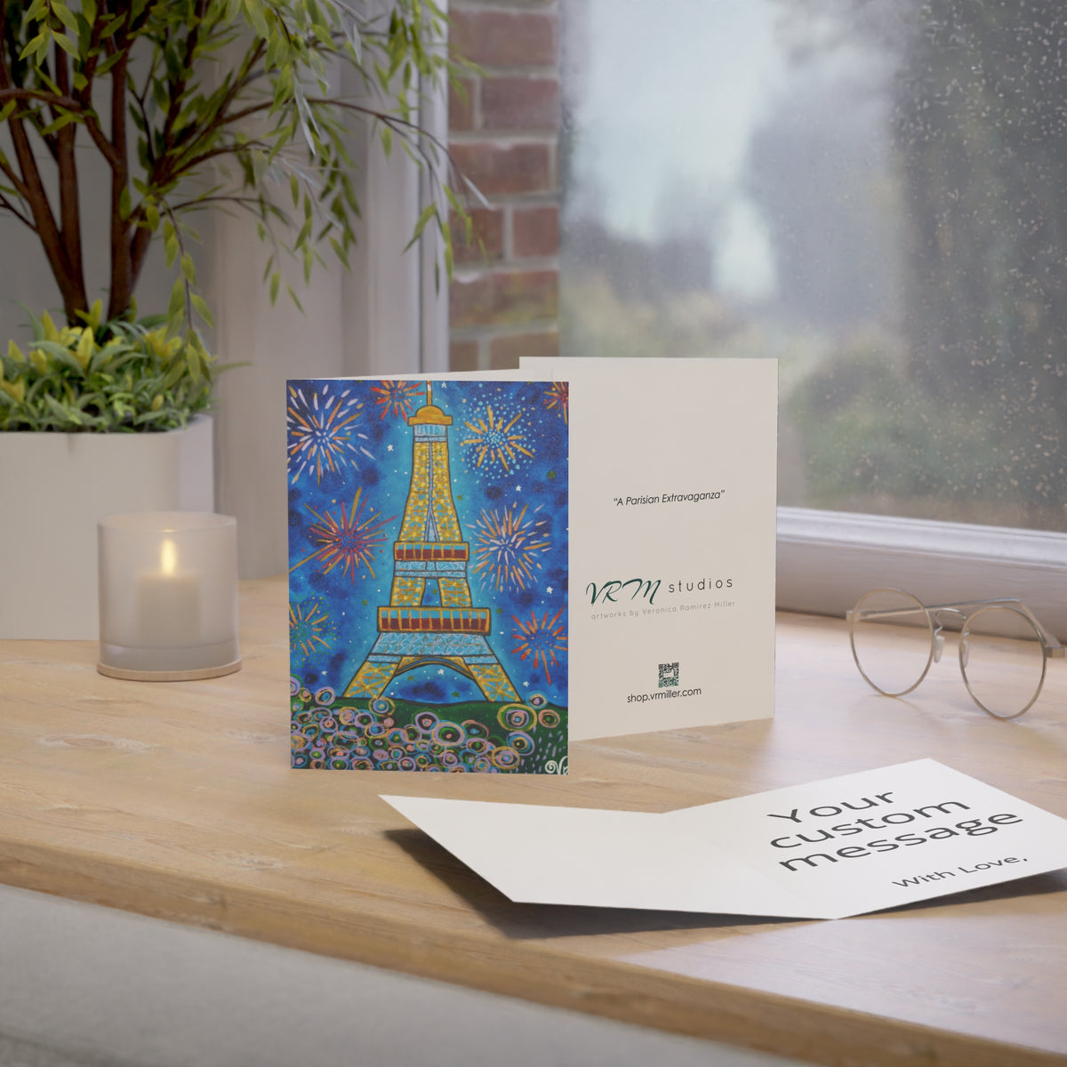 Eiffel Tower Greeting Card | Paris Art Card | Paris Skyline Greeting Card | France Travel Gift | Romantic Card | Original Artwork