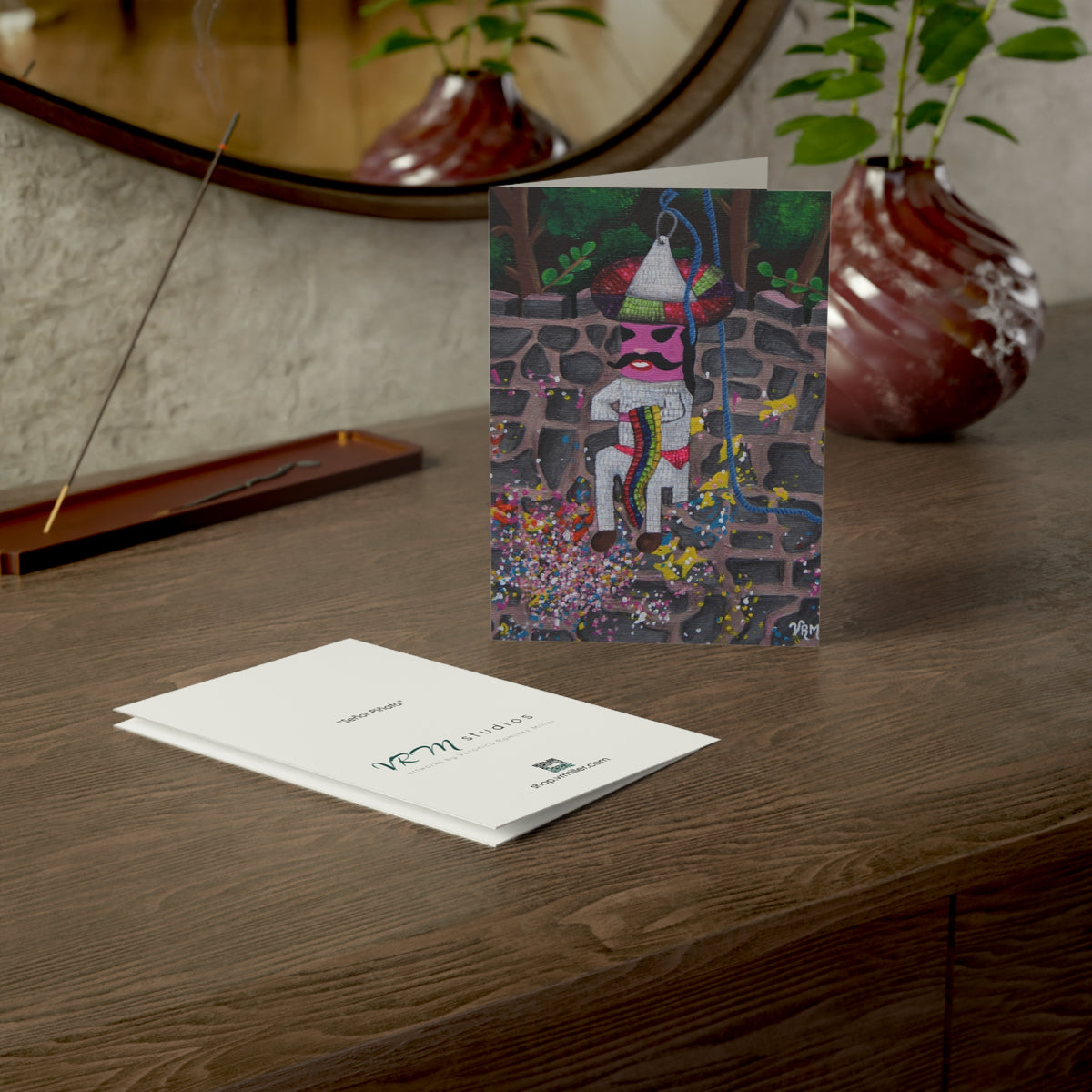 Señor Piñata Greeting Card | Colorful Fiesta Birthday Card | Mexican Party Art | Blank 5x7 Card | Personalized Message