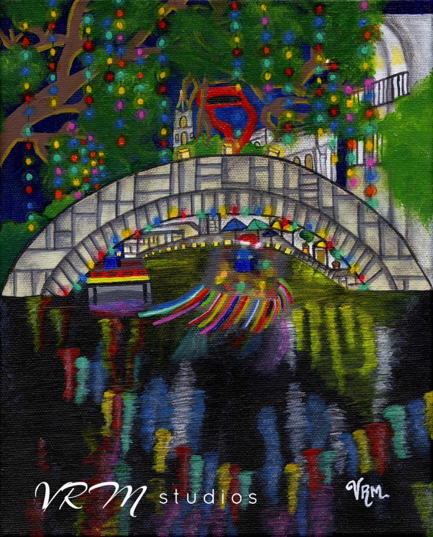 A Riverwalk Christmas, blank greeting card with envelope