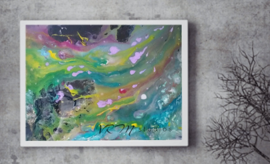 Graffiti, original fluid painting on canvas, 12x16 inches