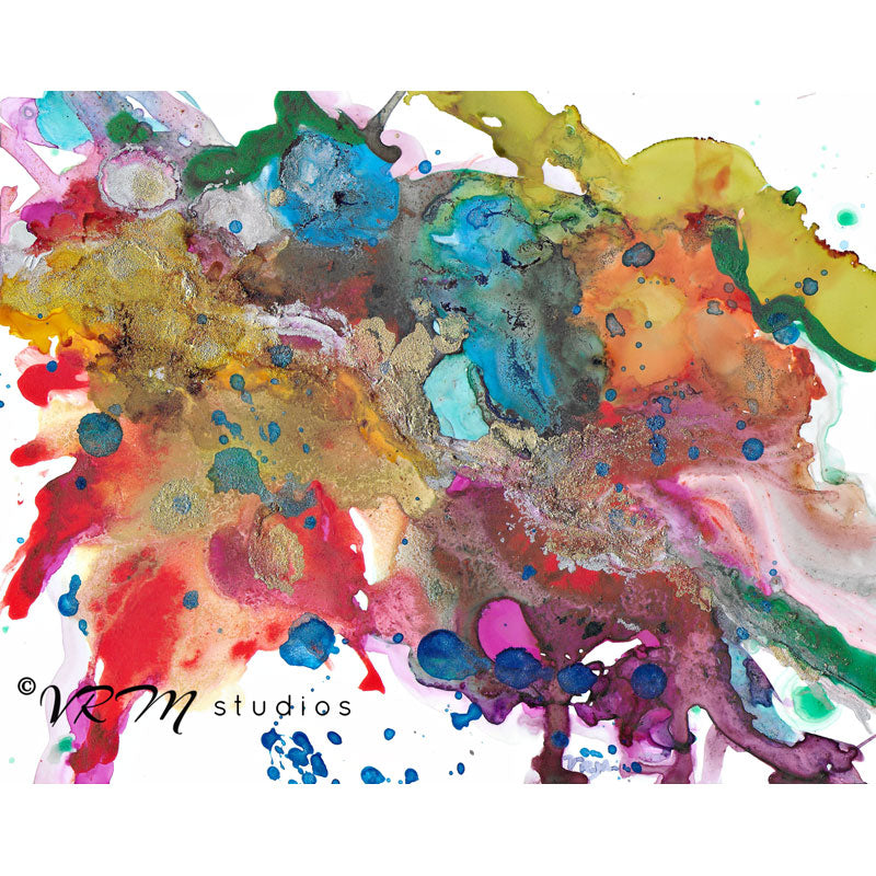 The Golden Rule, original fluid art painting on photo paper, matted, 11x14 inches