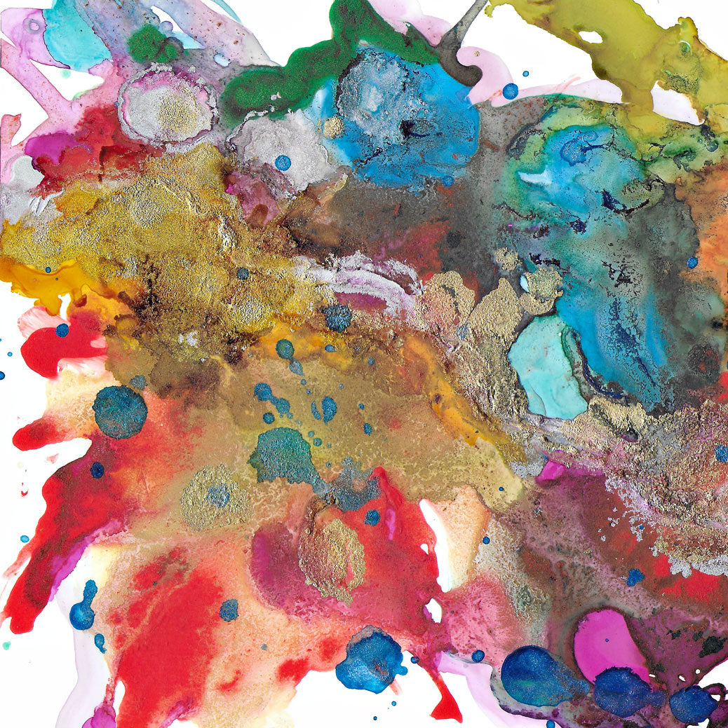 The Golden Rule, original fluid art painting on photo paper, matted, 11x14 inches