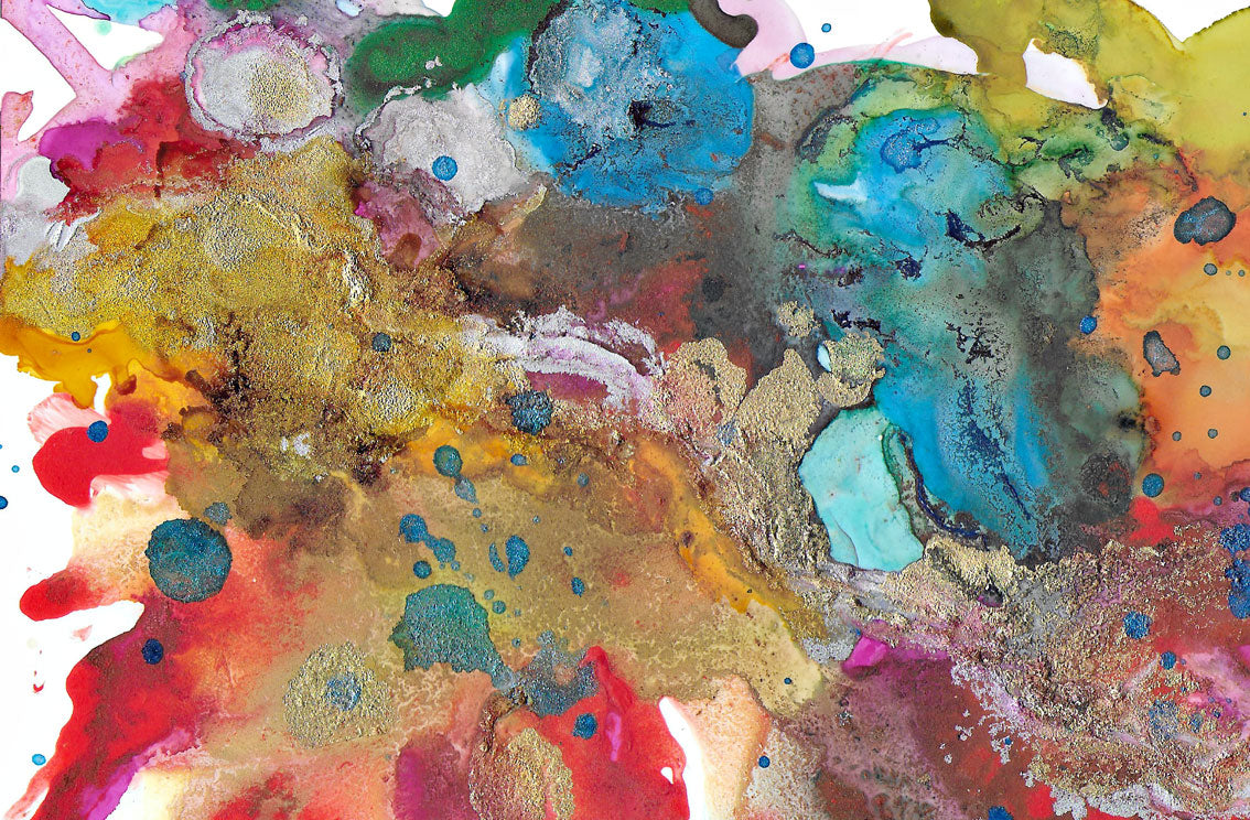 The Golden Rule, original fluid art painting on photo paper, matted, 11x14 inches