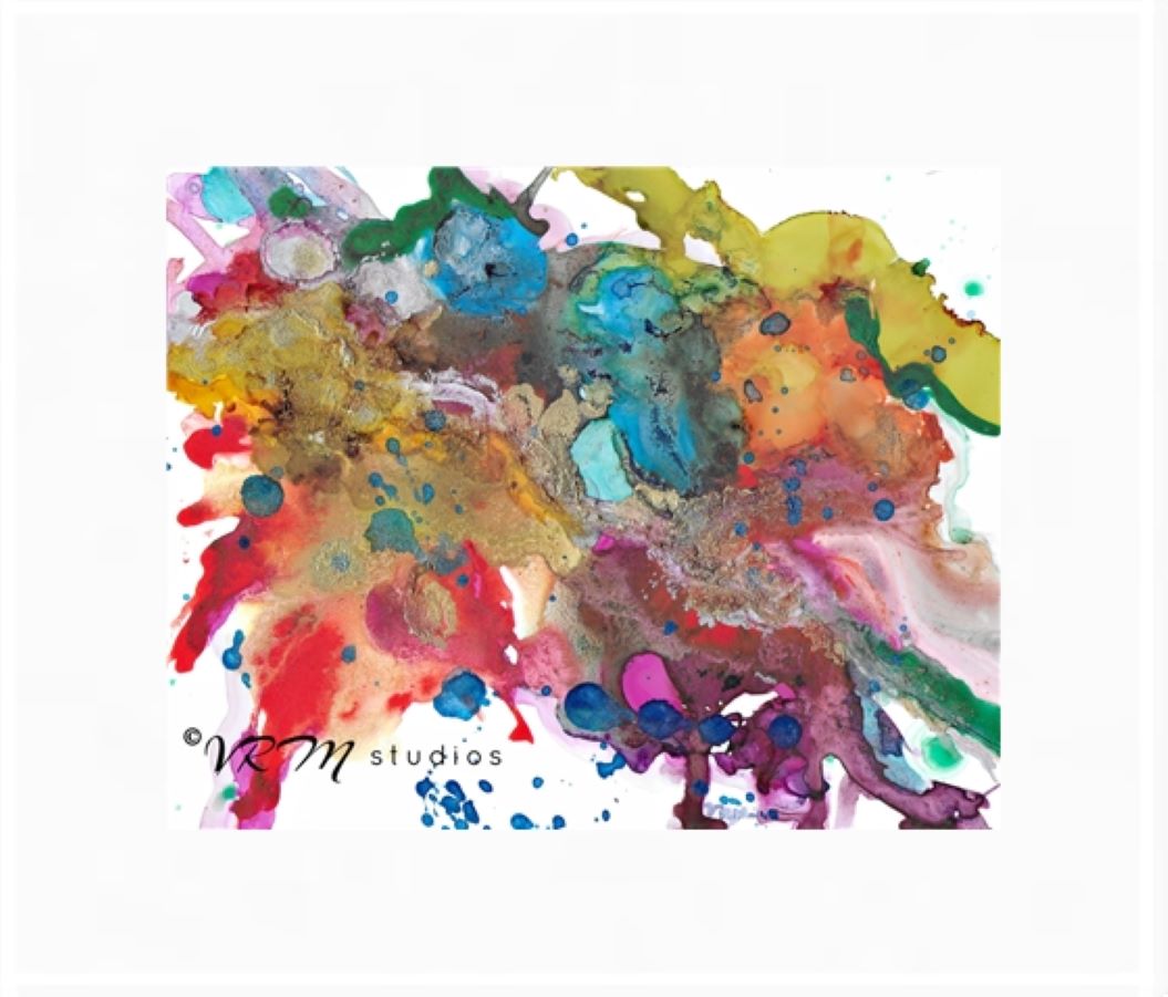 The Golden Rule, original fluid art painting on photo paper, matted, 11x14 inches
