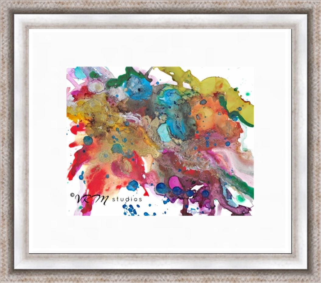 The Golden Rule, original fluid art painting on photo paper, matted, 11x14 inches