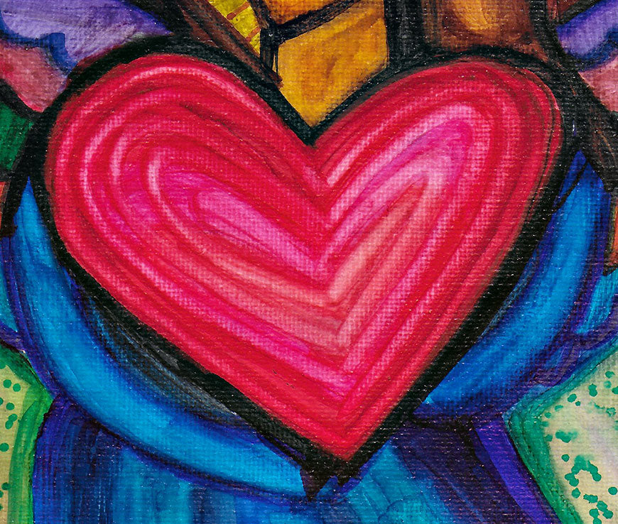 Serenity Angel, original angel folk art painting on canvas sheet, matted, 11x14 inches