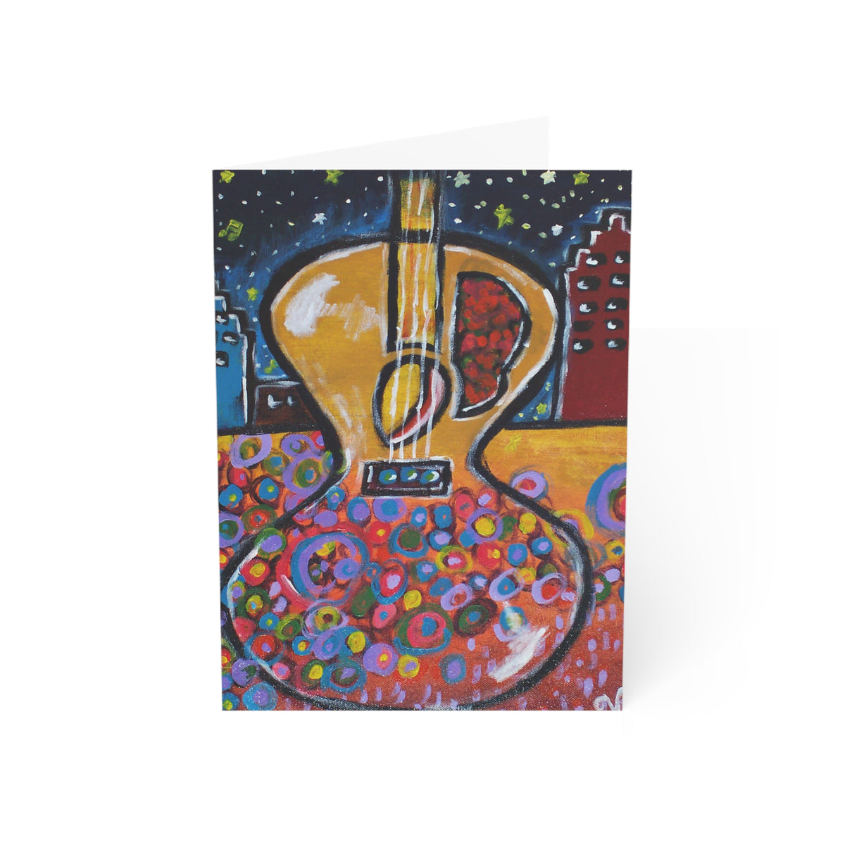 Colorful Acoustic Guitar Greeting Card | Music Lover Card | Guitar Player Gift | Musician Art Card | Original Artwork by VRM Studios