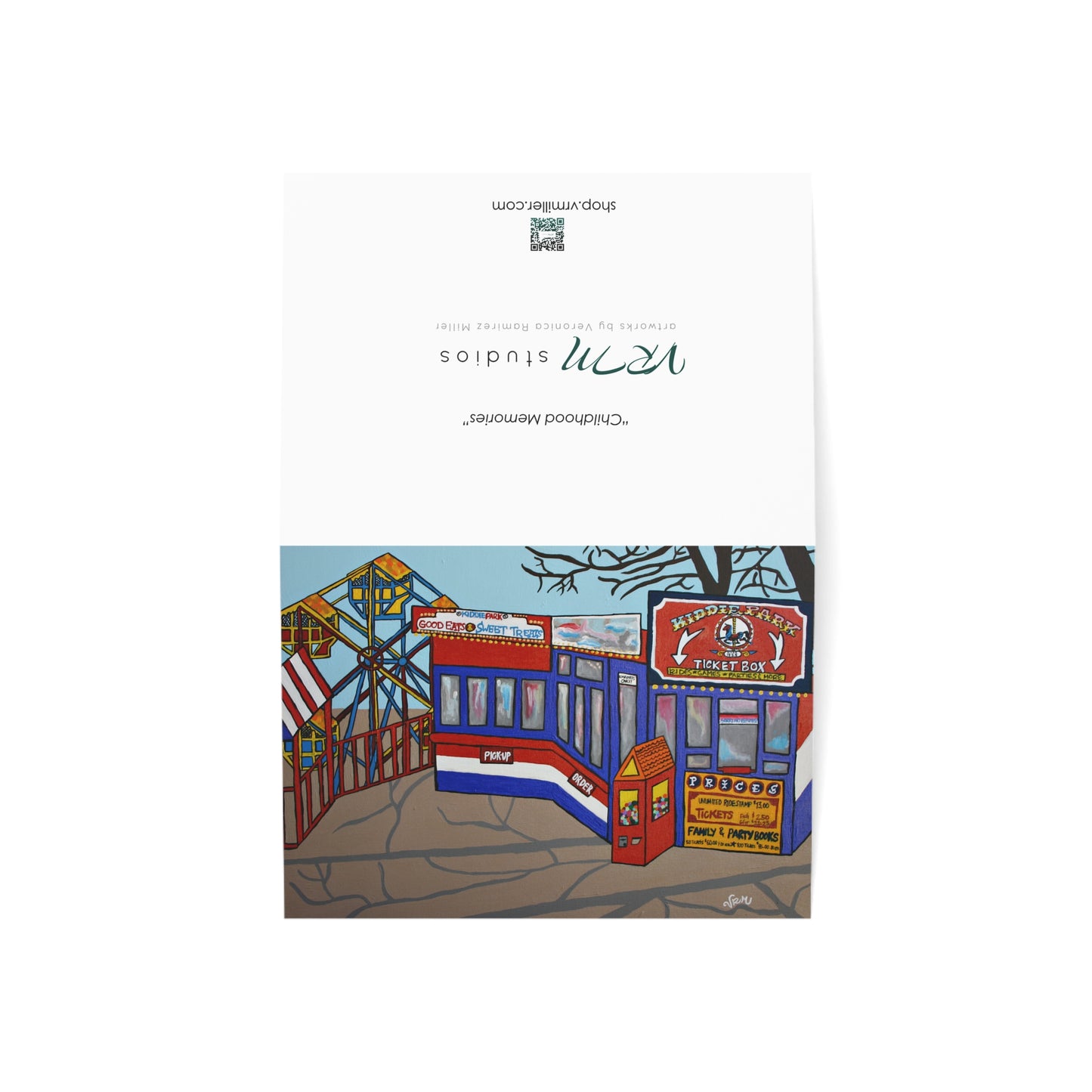 Kiddie Park Greeting Card | San Antonio Texas Art Card | Historic Amusement Park | Childhood Memories | Original Artwork by VRM Studios