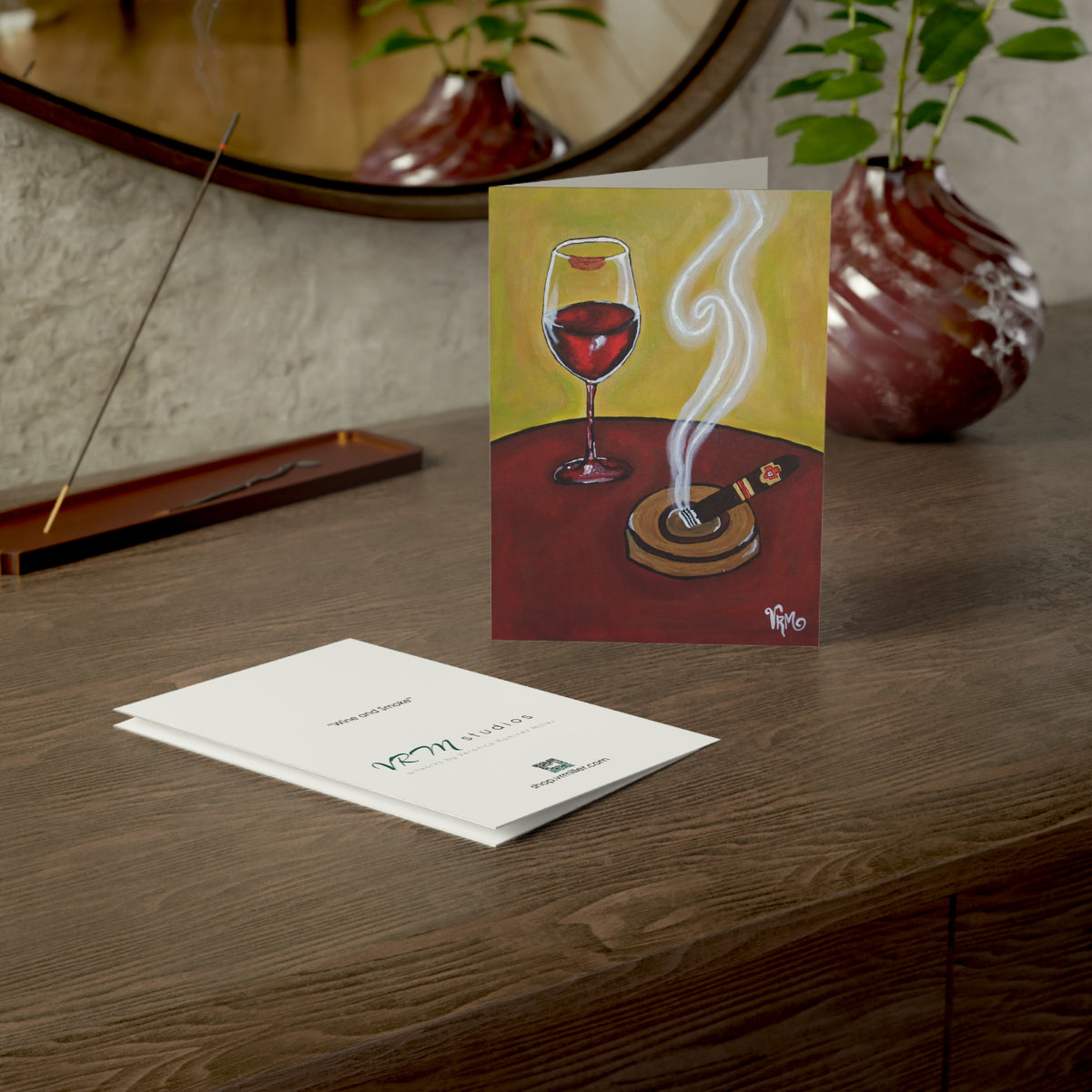 Red Wine Greeting Card | Wine Lover Gift | Wine Glass Art Card | Blank Note Card | Sommelier Gift | Original Artwork by VRM Studios