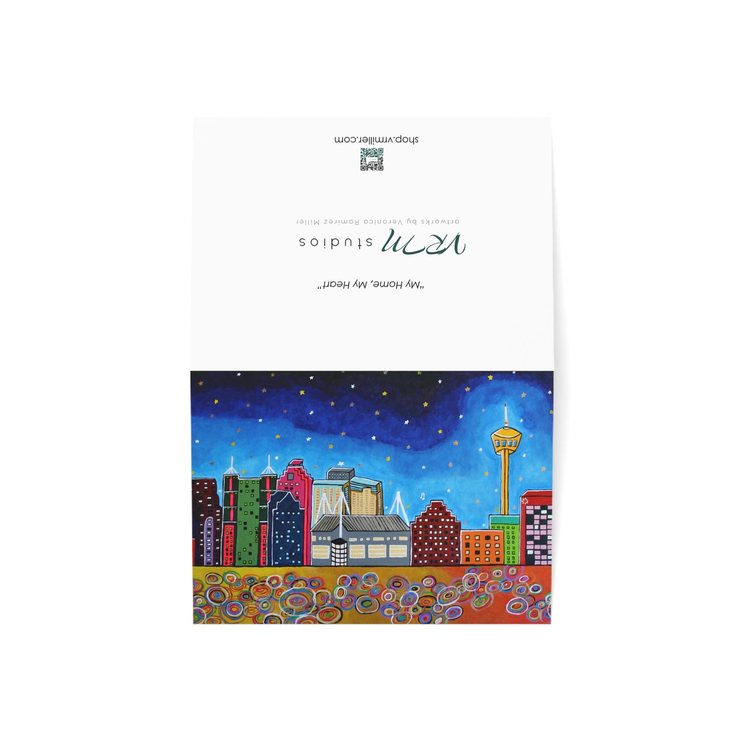 San Antonio Skyline Greeting Card | Texas Cityscape Art Card | Alamo City Gift | San Antonio Souvenir | Original Artwork by VRM Studios