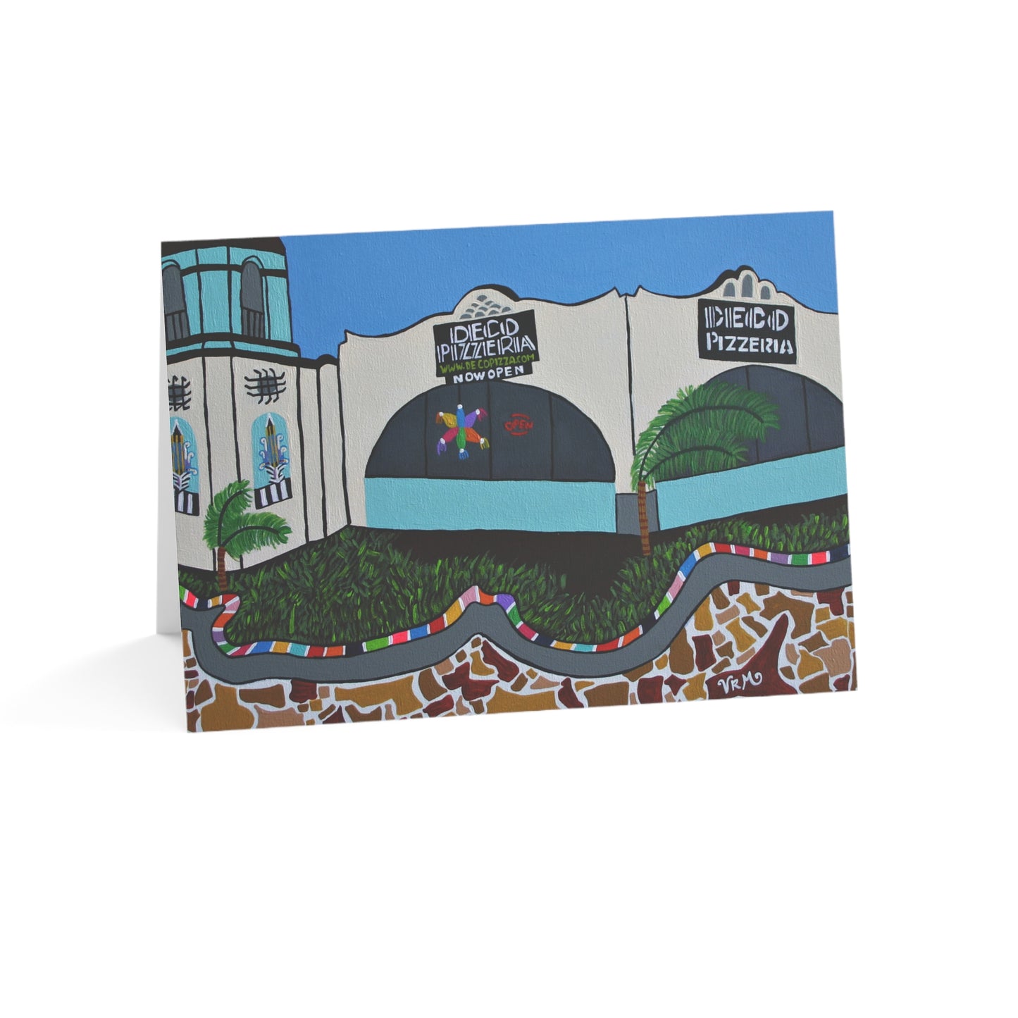 Deco Pizzeria Greeting Card | San Antonio Texas Art Card | Deco District Landmark | Nostalgic Restaurant Art | Original Artwork