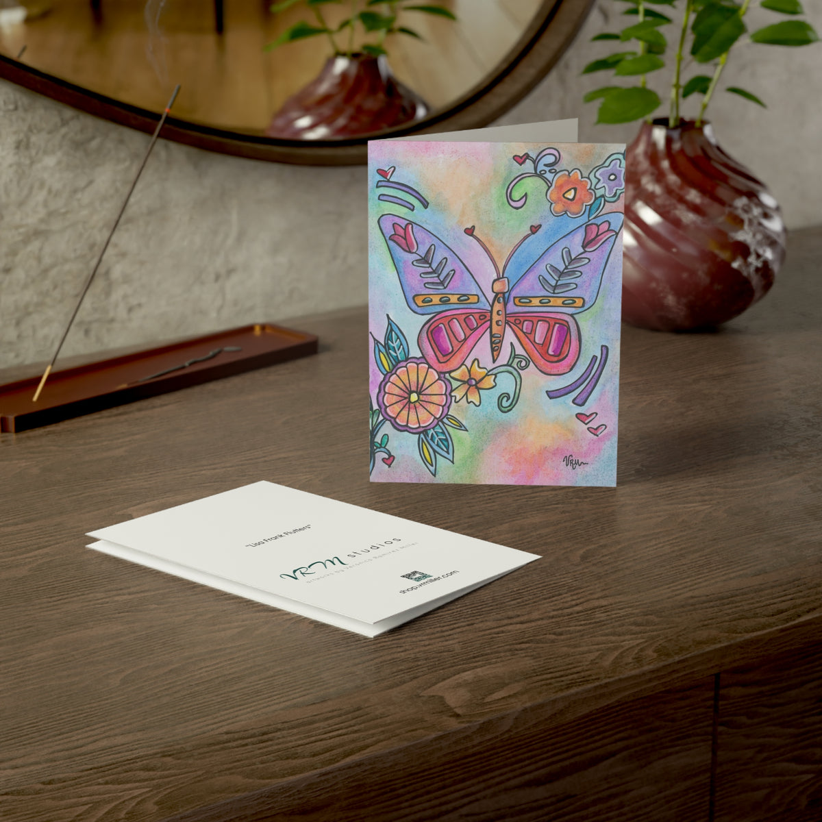 Butterfly Greeting Card | Colorful Floral Art Card | Whimsical Butterfly Note Card | Birthday Thank You Card | Original Art