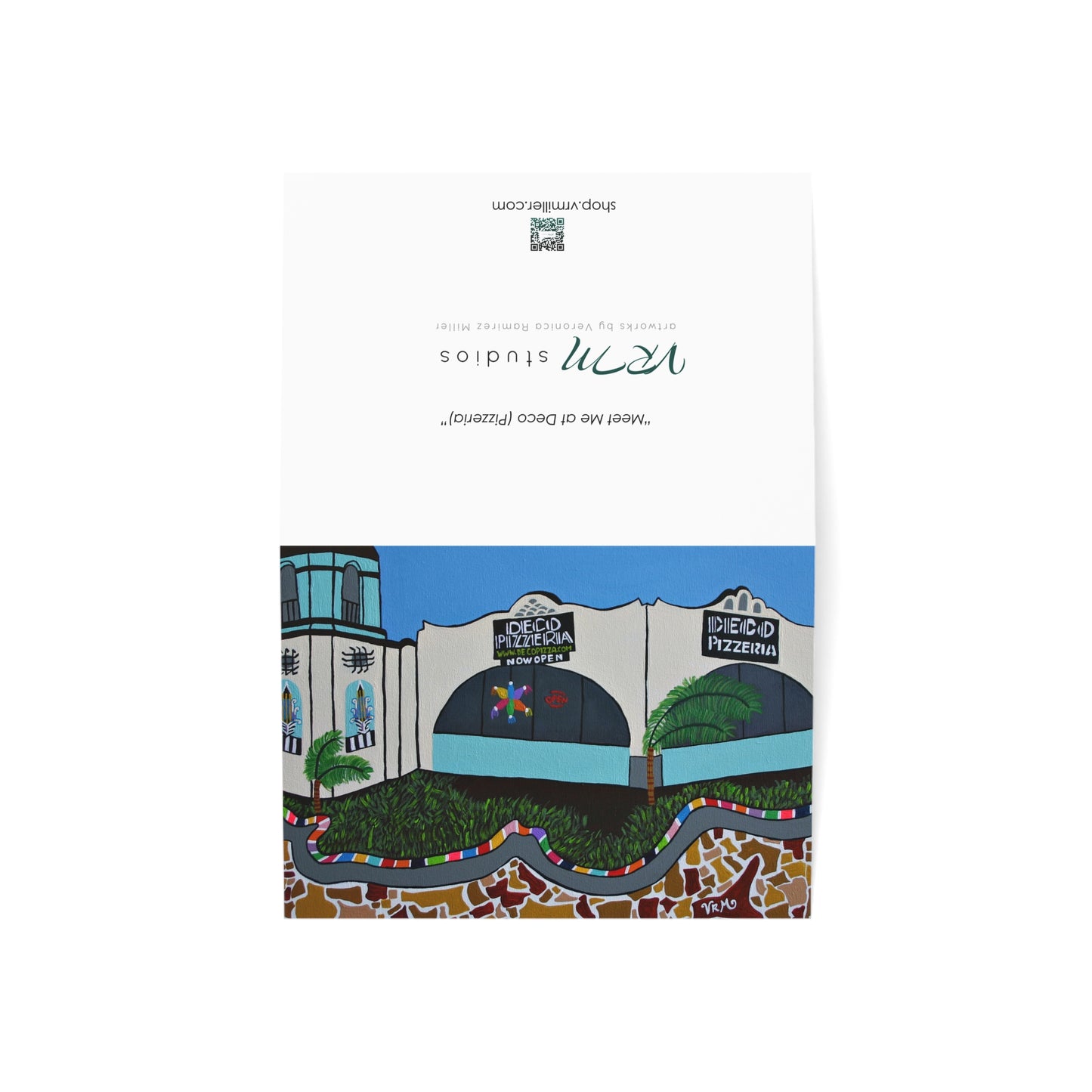 Deco Pizzeria Greeting Card | San Antonio Texas Art Card | Deco District Landmark | Nostalgic Restaurant Art | Original Artwork