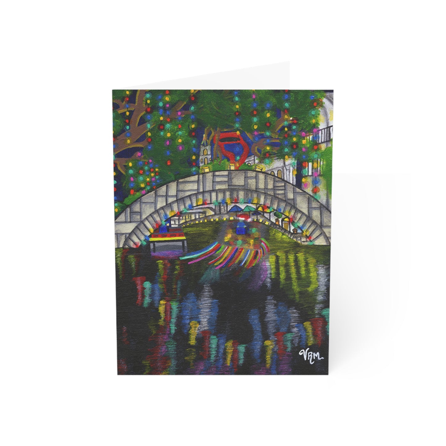 San Antonio River Walk Christmas Card | Texas Holiday Greeting Card | Riverwalk Christmas Lights | Original Art by VRM Studios