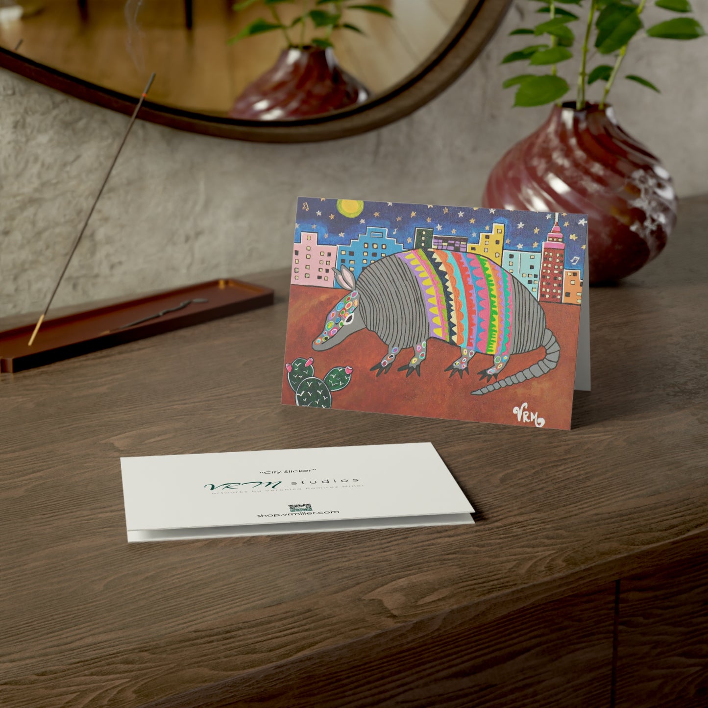 Colorful Armadillo Greeting Card | Texas Art Card | Armadillo Gift | Southwestern Wildlife Card | Original Artwork by VRM Studios