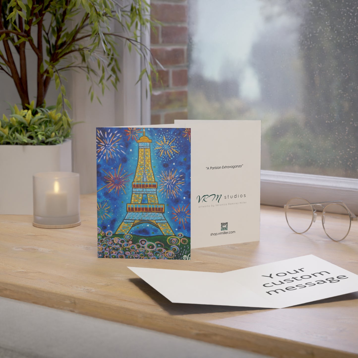 Eiffel Tower Greeting Card | Paris Art Card | Paris Skyline Greeting Card | France Travel Gift | Romantic Card | Original Artwork