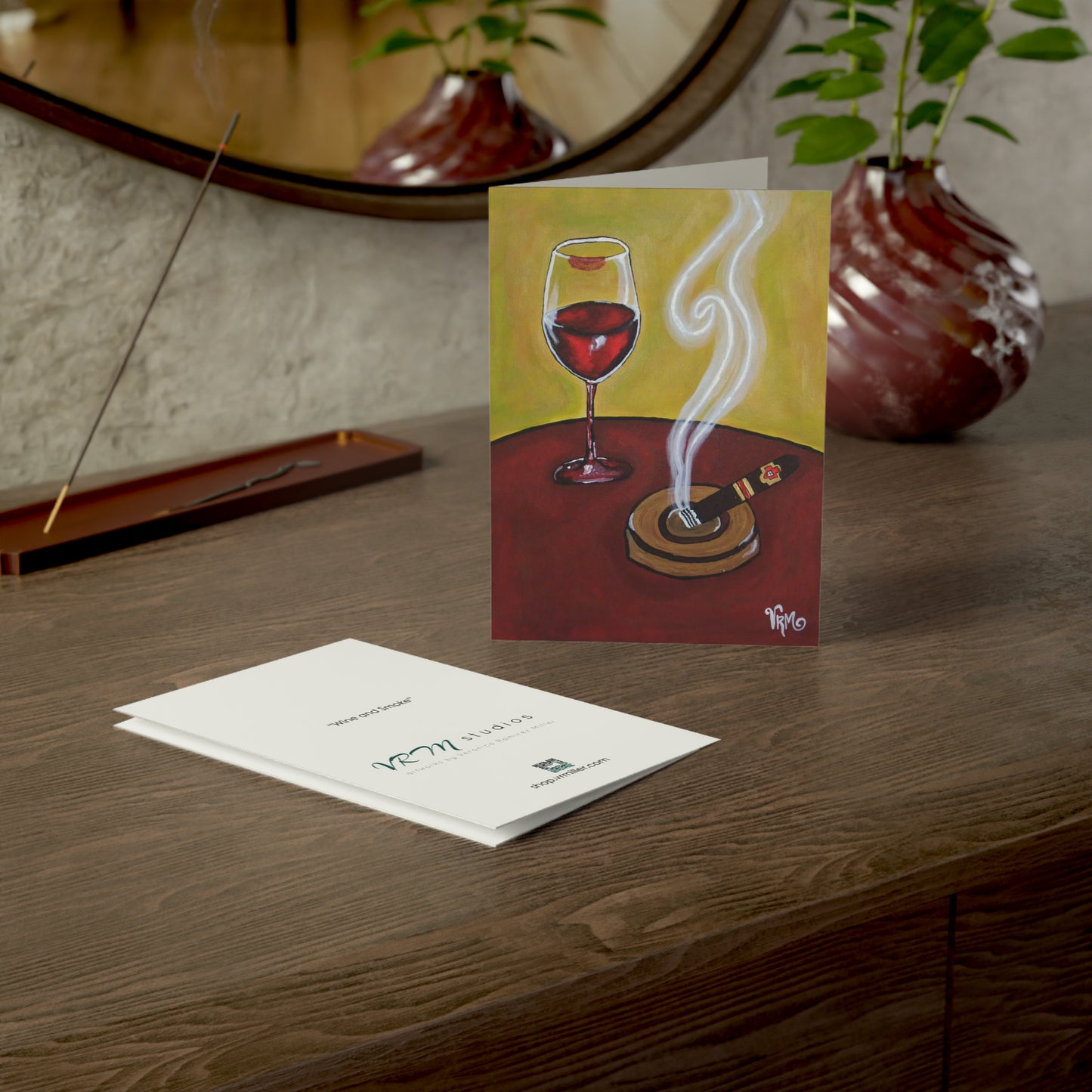 Red Wine Greeting Card | Wine Lover Gift | Wine Glass Art Card | Blank Note Card | Sommelier Gift | Original Artwork by VRM Studios