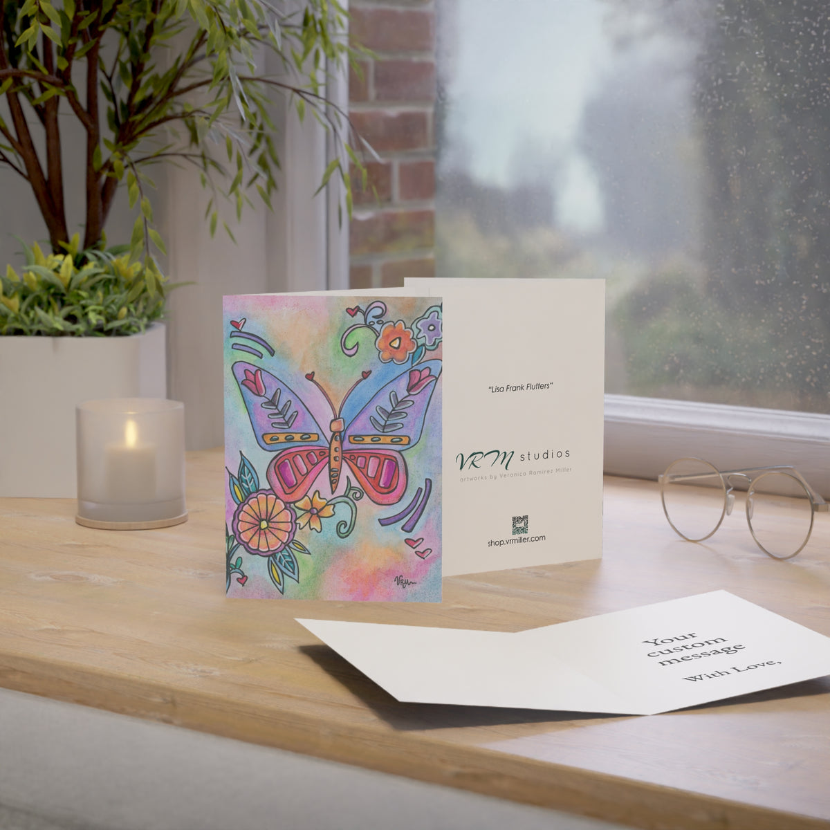 Butterfly Greeting Card | Colorful Floral Art Card | Whimsical Butterfly Note Card | Birthday Thank You Card | Original Art
