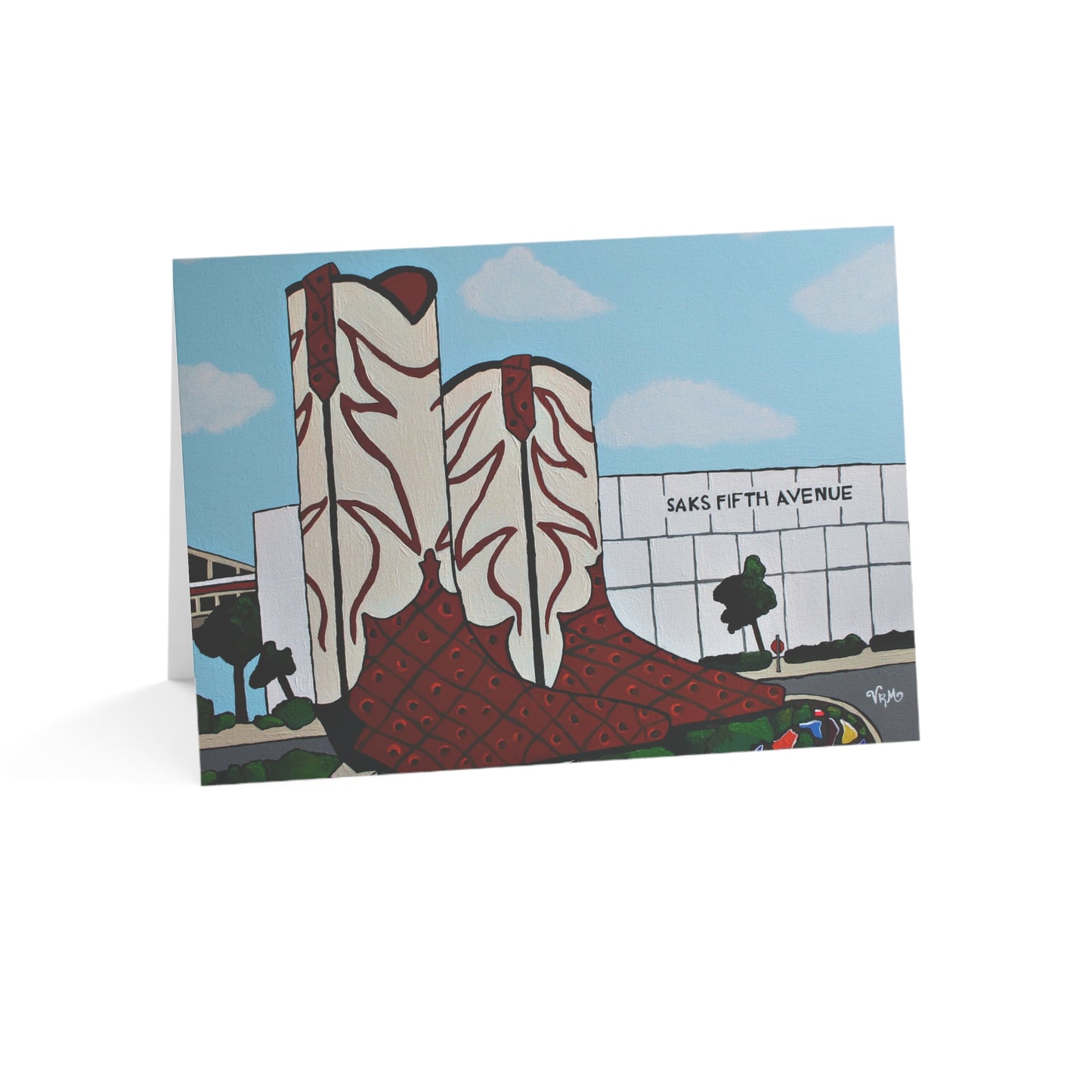 Giant Cowboy Boots Greeting Card | San Antonio Texas Art Card | North Star Mall Landmark | Original Artwork by VRM Studios