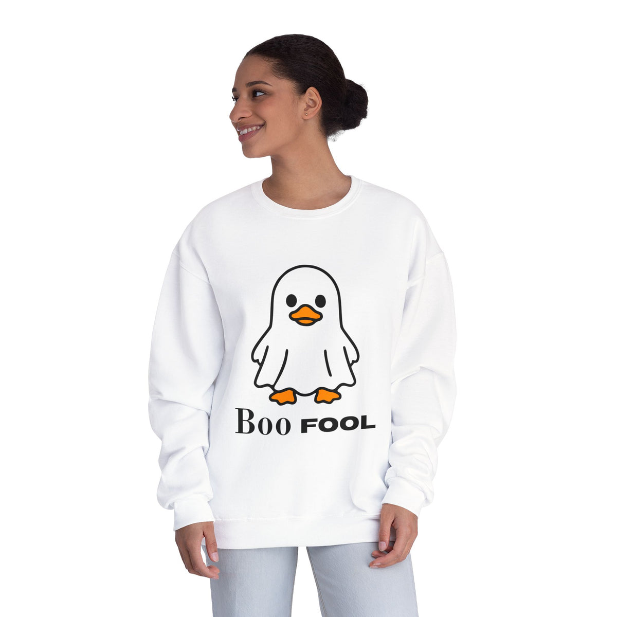 Boo Fool Ghost Duck Sweatshirt, Cute Halloween Crewneck, Funny Spooky Season Sweater, Cozy Fall Graphic Pullover