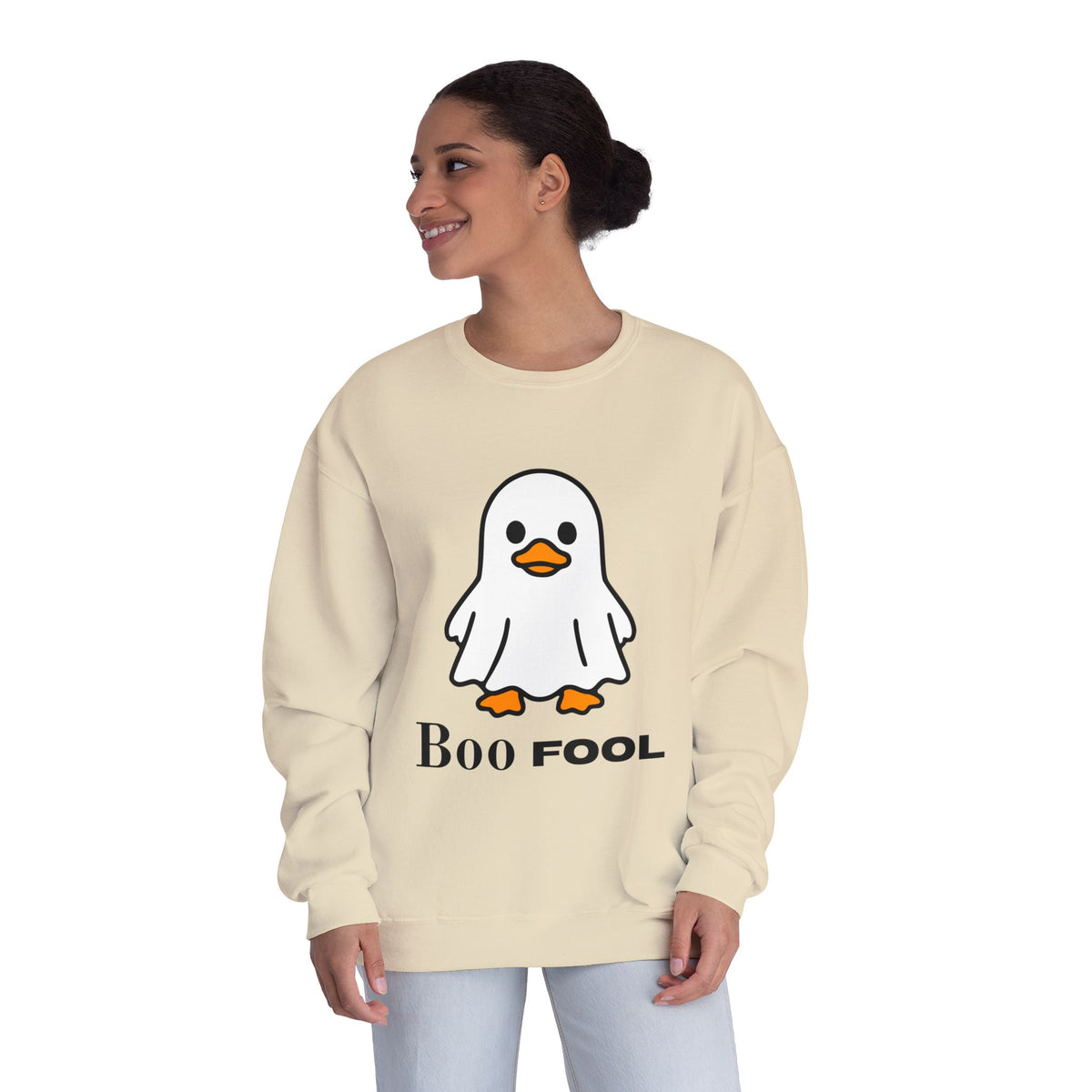 Boo Fool Ghost Duck Sweatshirt, Cute Halloween Crewneck, Funny Spooky Season Sweater, Cozy Fall Graphic Pullover