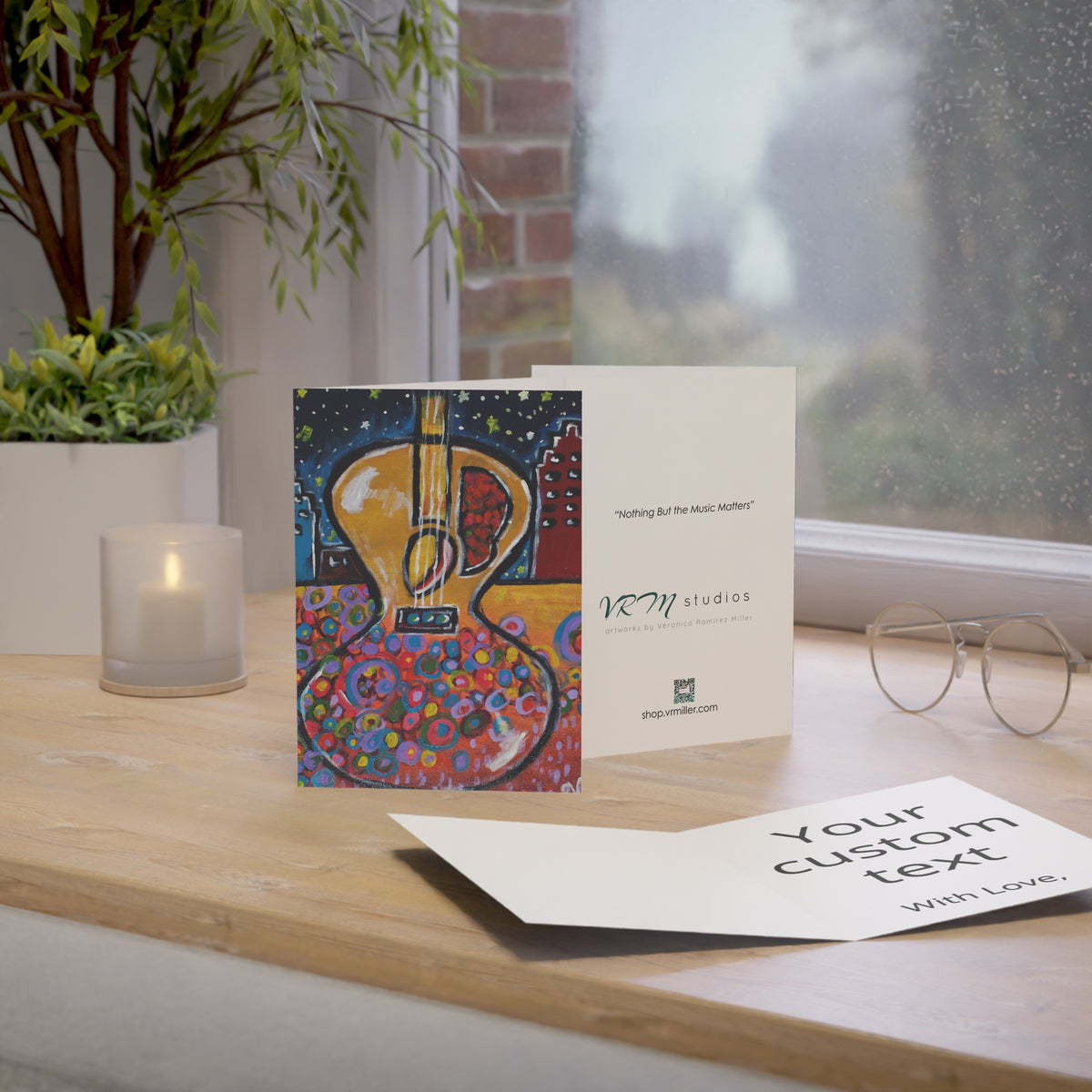 Colorful Acoustic Guitar Greeting Card | Music Lover Card | Guitar Player Gift | Musician Art Card | Original Artwork by VRM Studios