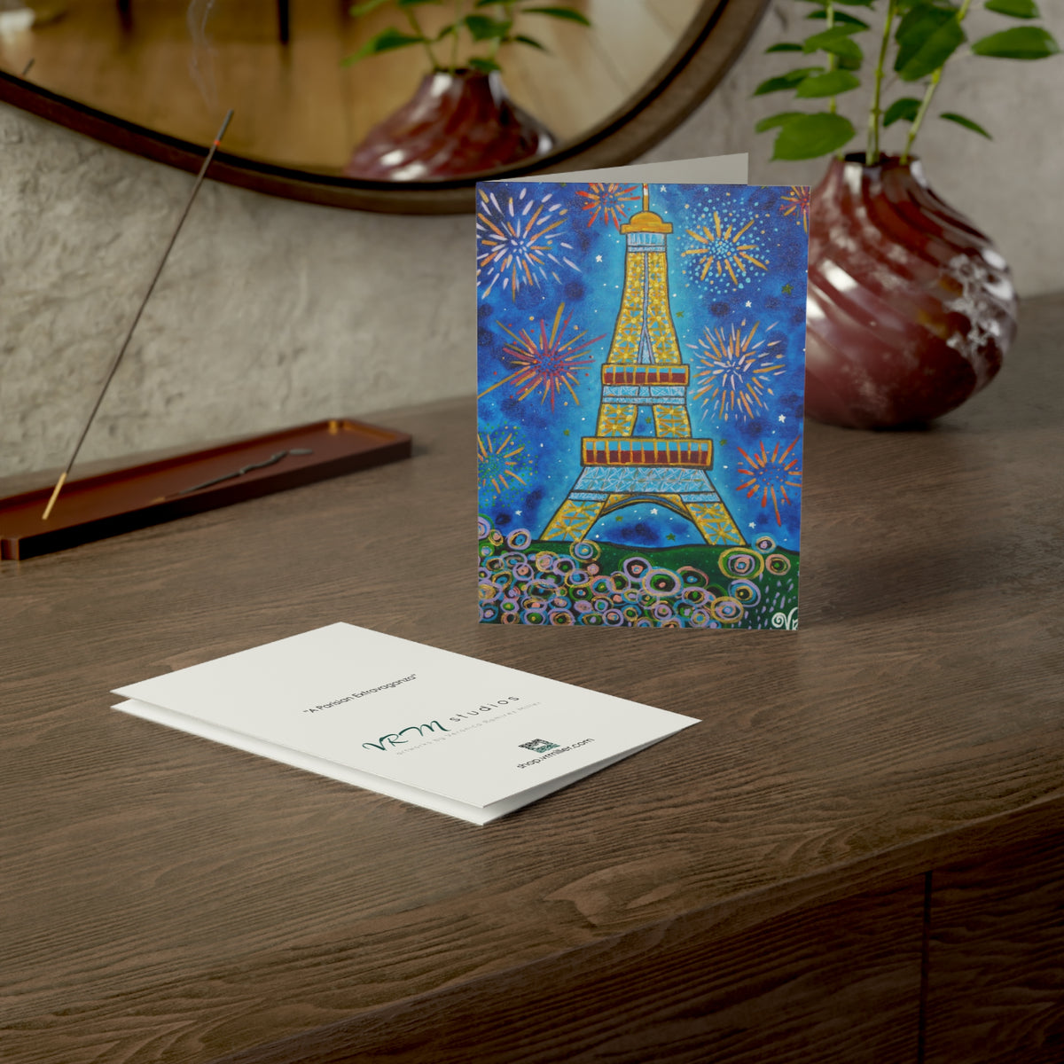 Eiffel Tower Greeting Card | Paris Art Card | Paris Skyline Greeting Card | France Travel Gift | Romantic Card | Original Artwork