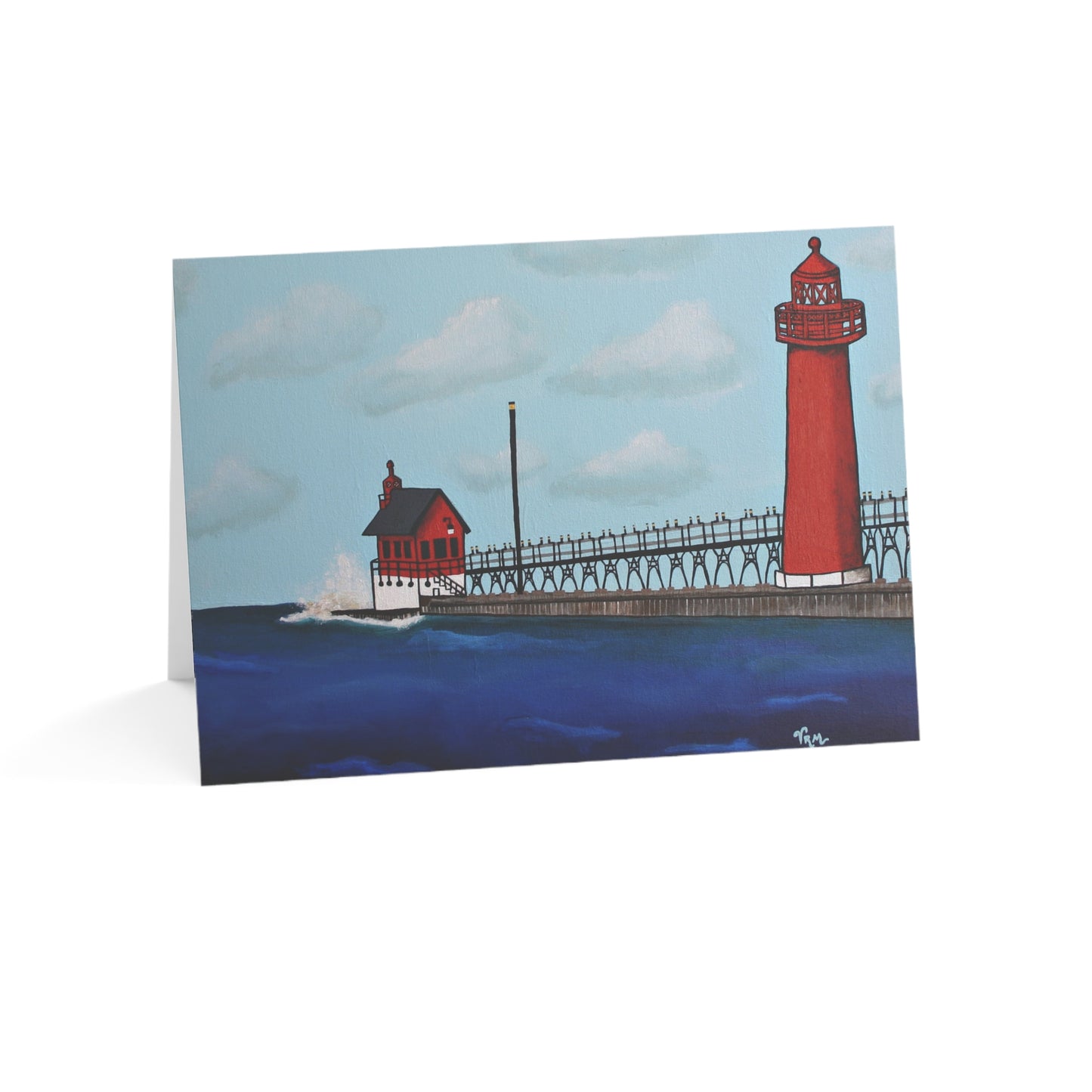 Michigan Lighthouse Greeting Card | Great Lakes Lighthouse Art | Nautical Greeting Card | Original Artwork by VRM Studios