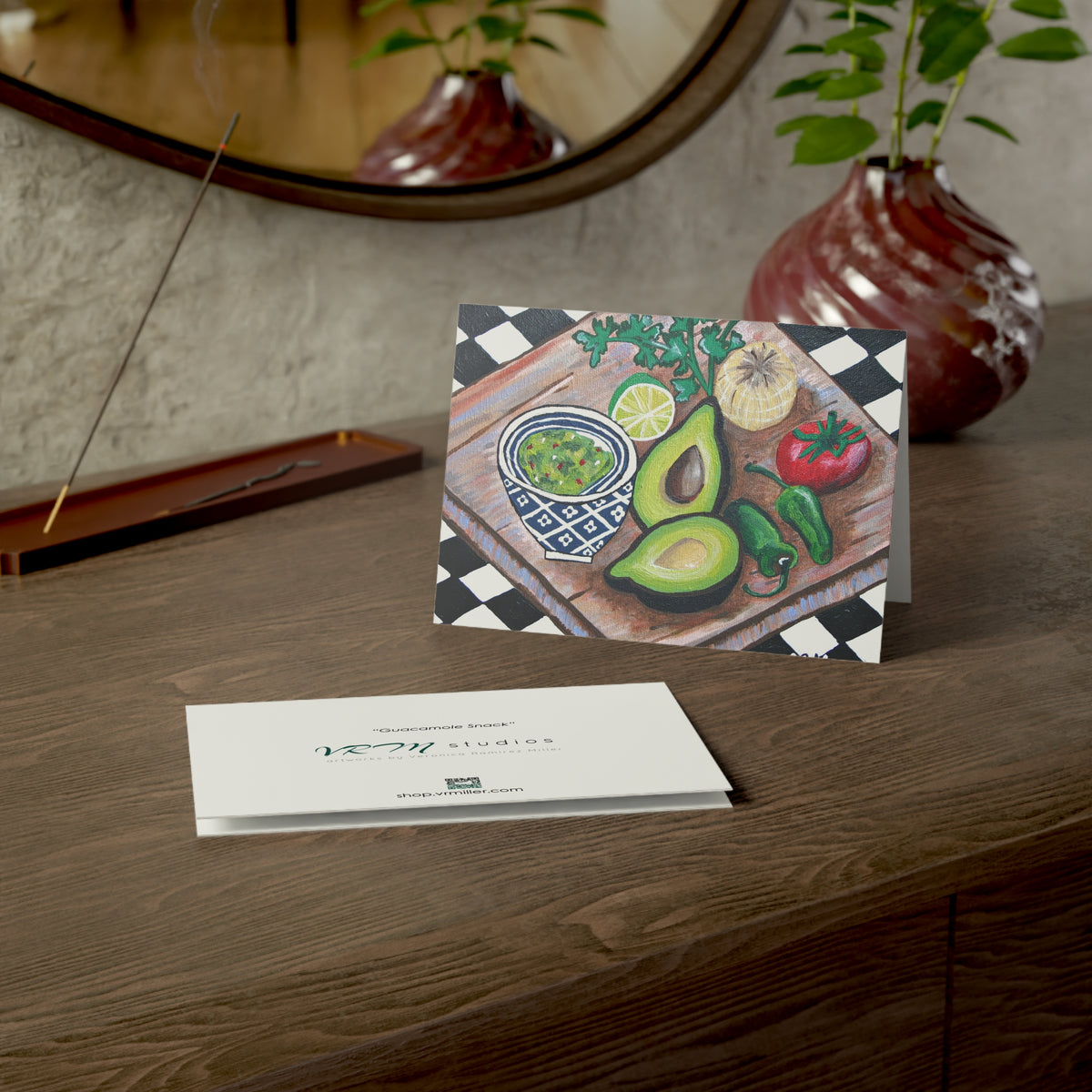 Guacamole Greeting Card | Avocado Art Card | Foodie Gift | Kitchen Art Greeting Card | Blank Note Card | Original Artwork by VRM Studios