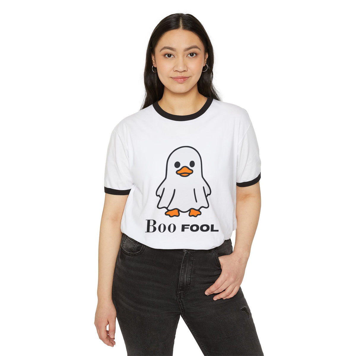 Boo Fool Ghost T-Shirt — Cute Halloween Ringer Tee