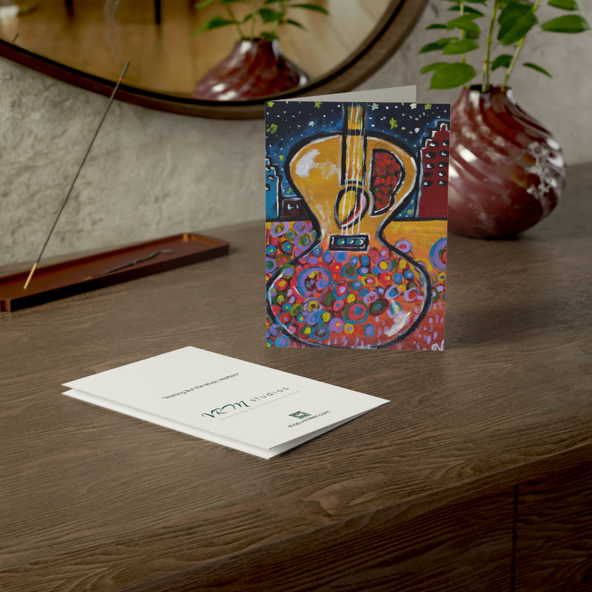 Colorful Acoustic Guitar Greeting Card | Music Lover Card | Guitar Player Gift | Musician Art Card | Original Artwork by VRM Studios