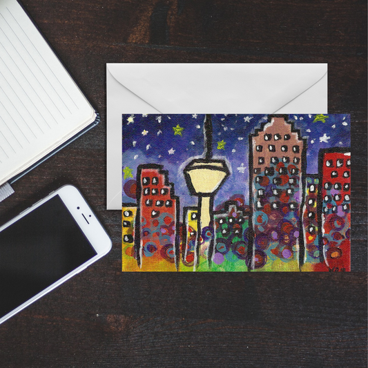San Antonio Greeting Card | Texas Cityscape Card | San Antonio Skyline Art Card | Texas Gift | Blank Note Card | Original Artwork