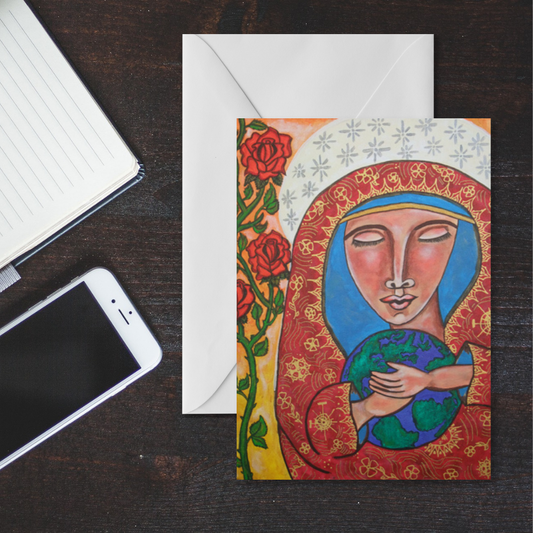 Virgin Mary Greeting Card | Mother's Love Christian Card | Catholic Greeting Card | Religious Art Card | Inspirational Faith Card