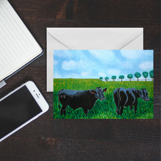 Black Angus Cow Greeting Card | Farm Animal Art Card | Rustic Ranch Greeting Card | Country Gift | Original Artwork by VRM Studios