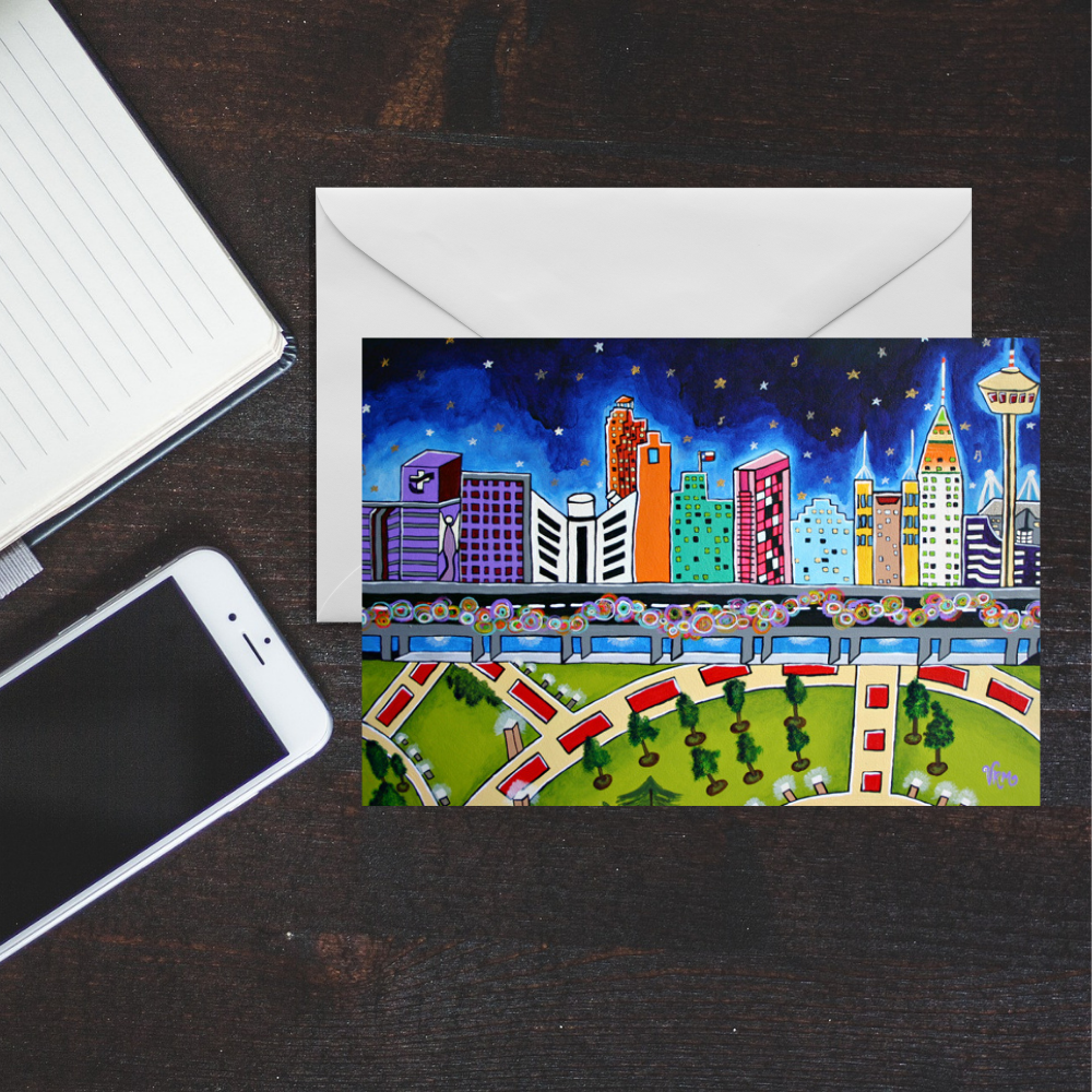 San Antonio Skyline Greeting Card | San Antonio Texas Art Card | Texas Cityscape Card | Texas Gift | Original Artwork by VRM Studios