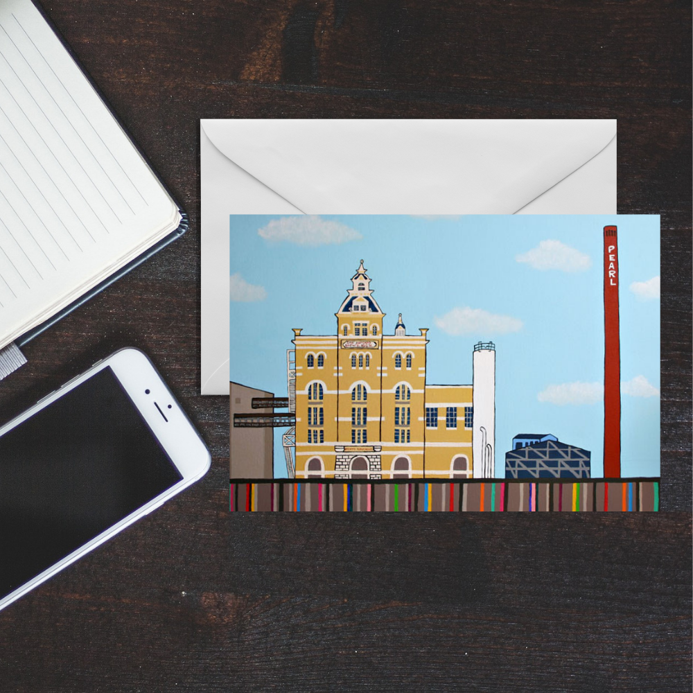 Pearl San Antonio Greeting Card | Pearl Brewery Art Card | San Antonio Texas Gift | Historic Landmark | Original Artwork by VRM Studios