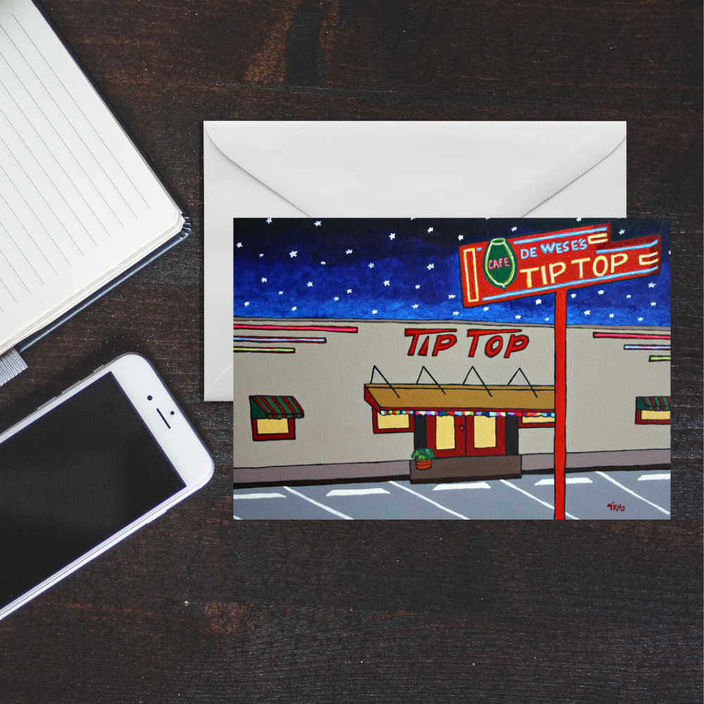 Tip Top Cafe Greeting Card | San Antonio Texas Art Card | Historic Diner Illustration | Texas Gift | Original Artwork by VRM Studios