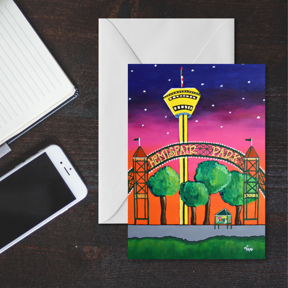 Hemisfair Park Greeting Card | San Antonio Texas Art Card | Downtown San Antonio Gift | Texas Landmark | Original Artwork by VRM Studios