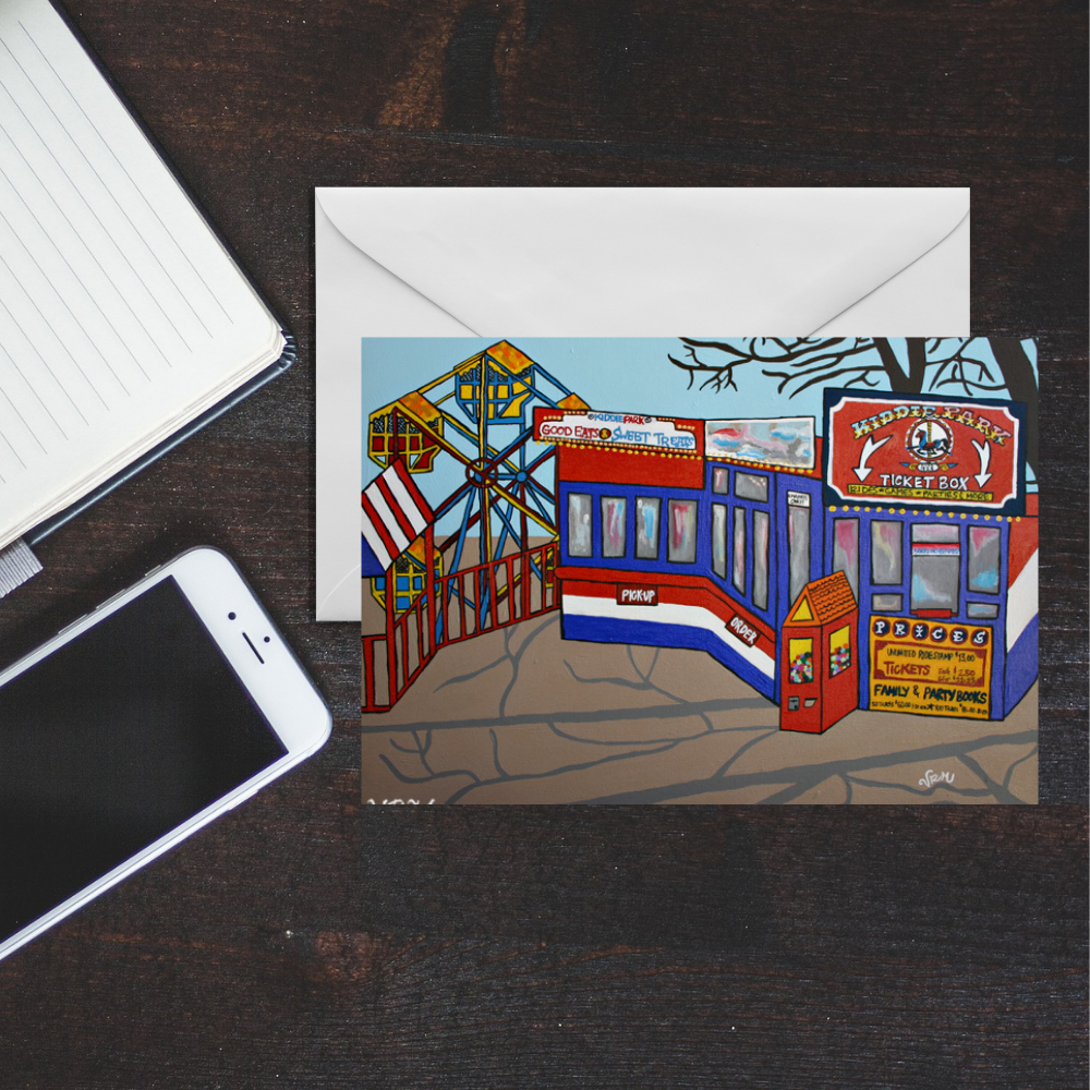 Kiddie Park Greeting Card | San Antonio Texas Art Card | Historic Amusement Park | Childhood Memories | Original Artwork by VRM Studios