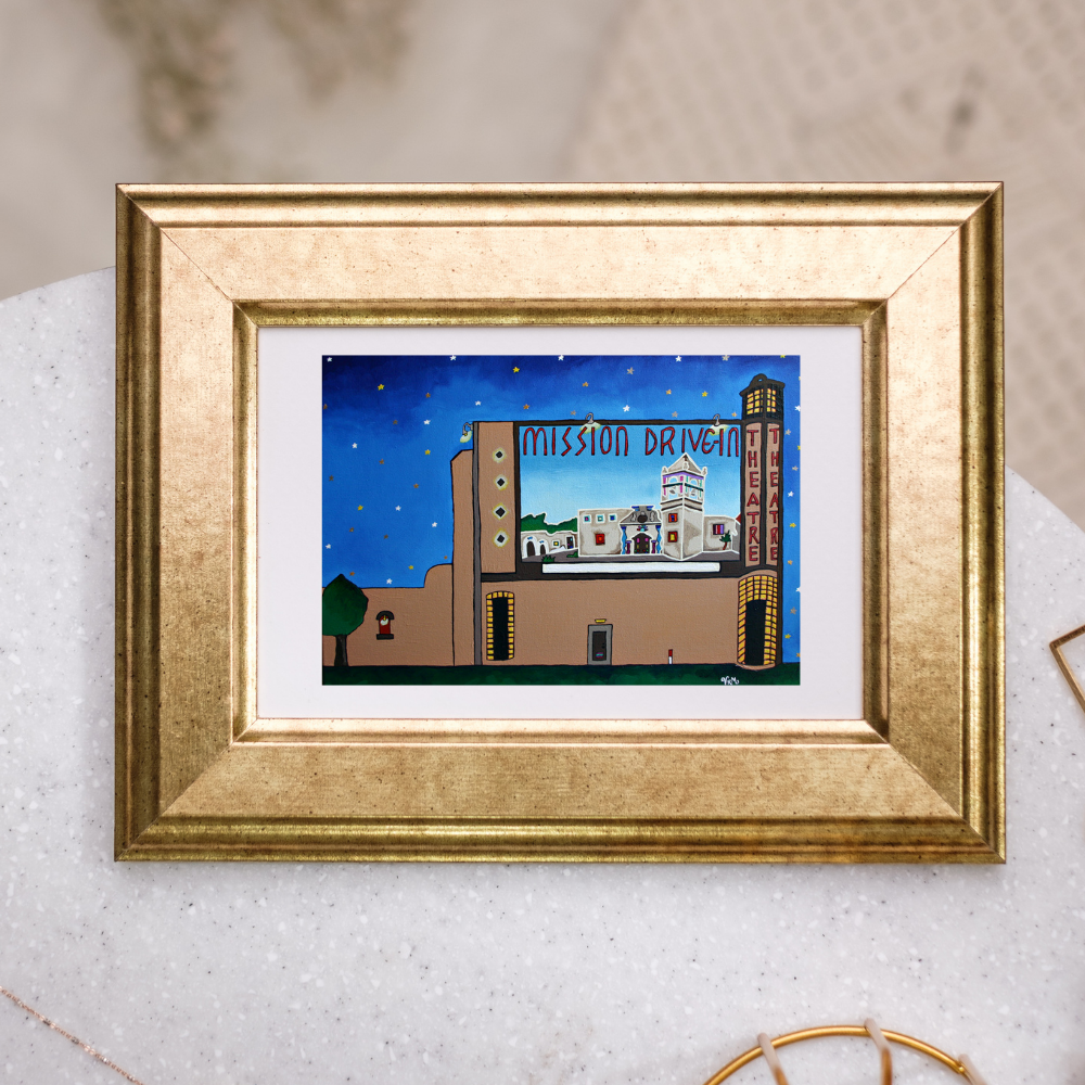 Mission Drive-In San Antonio Greeting Card | Retro Movie Theater Art | Texas Nostalgia Gift | Original Artwork
