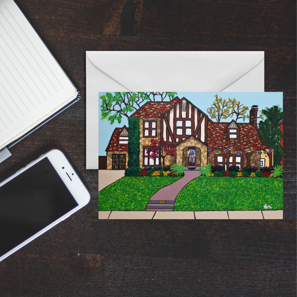 Tudor House Greeting Card | San Antonio Fiesta Wreath Art | Housewarming Card | Original Artwork by VRM Studios