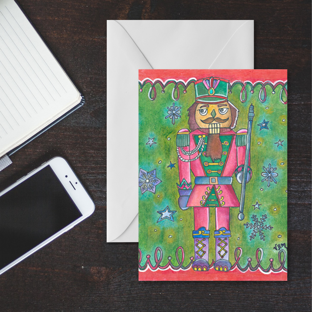 Nutcracker Christmas Card | Nutcracker Soldier Greeting Card | Holiday Note Card | Christmas Keepsake | Original Art by VRM Studios