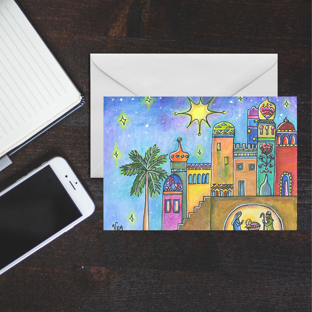 Star of Bethlehem Christmas Card | Nativity Greeting Card | Christian Christmas Card | Religious Holiday Card | Original Artwork