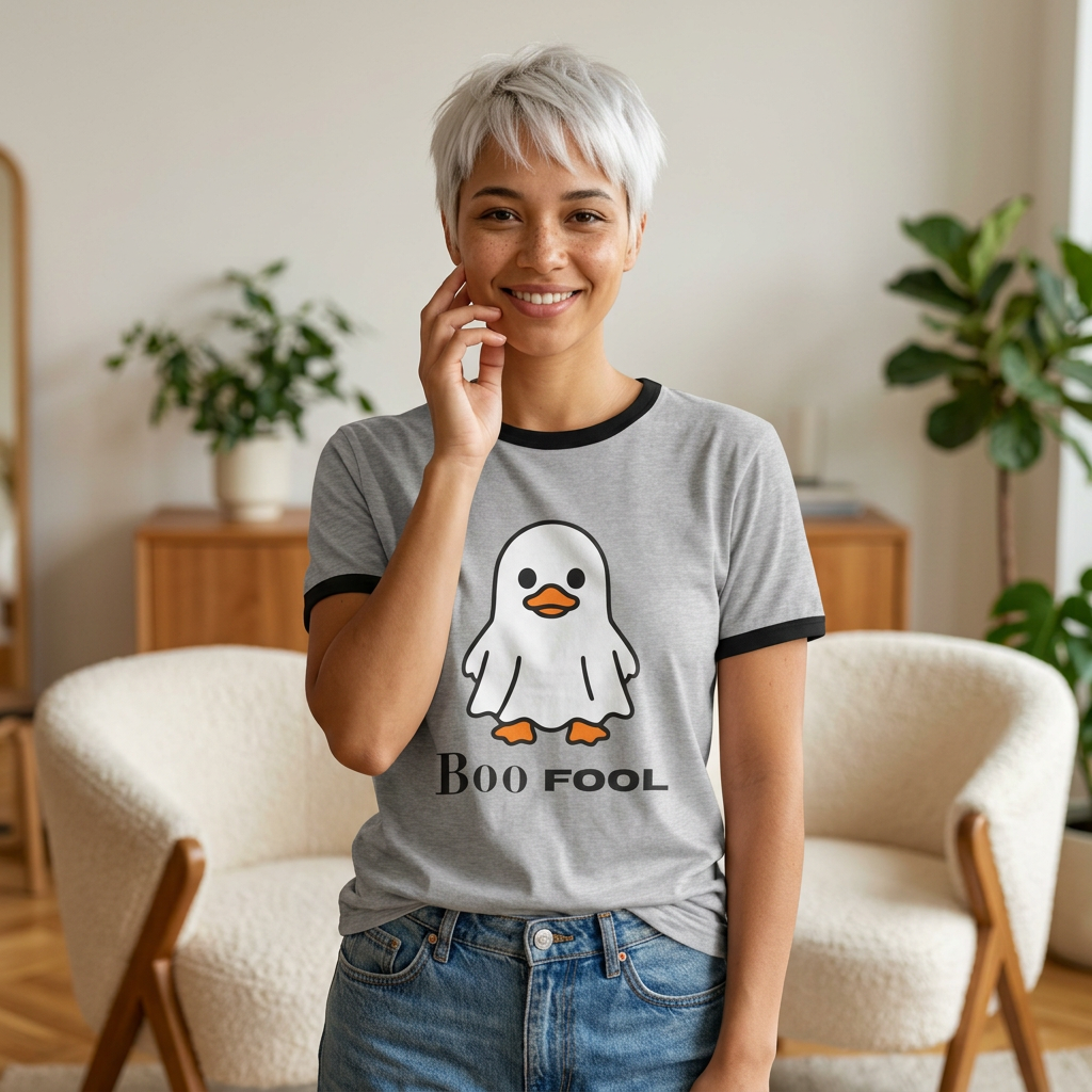 Boo Fool Ghost T-Shirt — Cute Halloween Ringer Tee