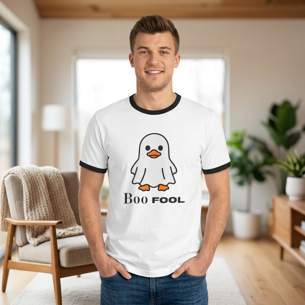 Boo Fool Ghost T-Shirt — Cute Halloween Ringer Tee