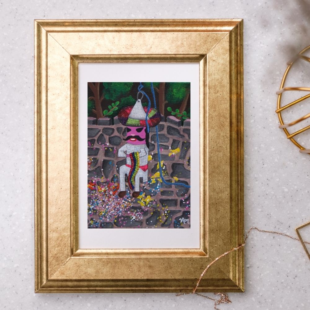 Señor Piñata Greeting Card | Colorful Fiesta Birthday Card | Mexican Party Art | Blank 5x7 Card | Personalized Message