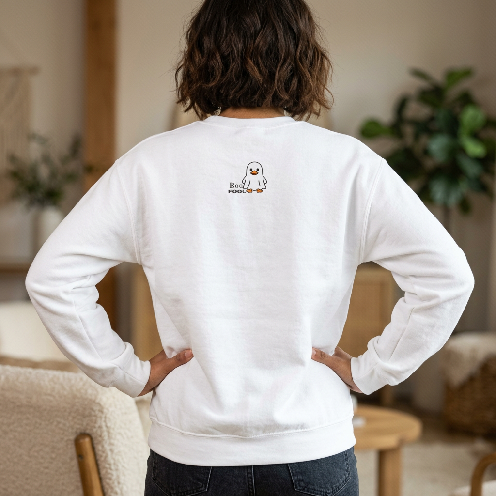 Boo Fool Ghost Duck Sweatshirt, Cute Halloween Crewneck, Funny Spooky Season Sweater, Cozy Fall Graphic Pullover